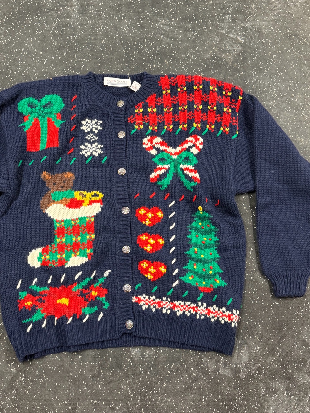 Vintage Hand Embroidered Christmas Cardigan Sweater